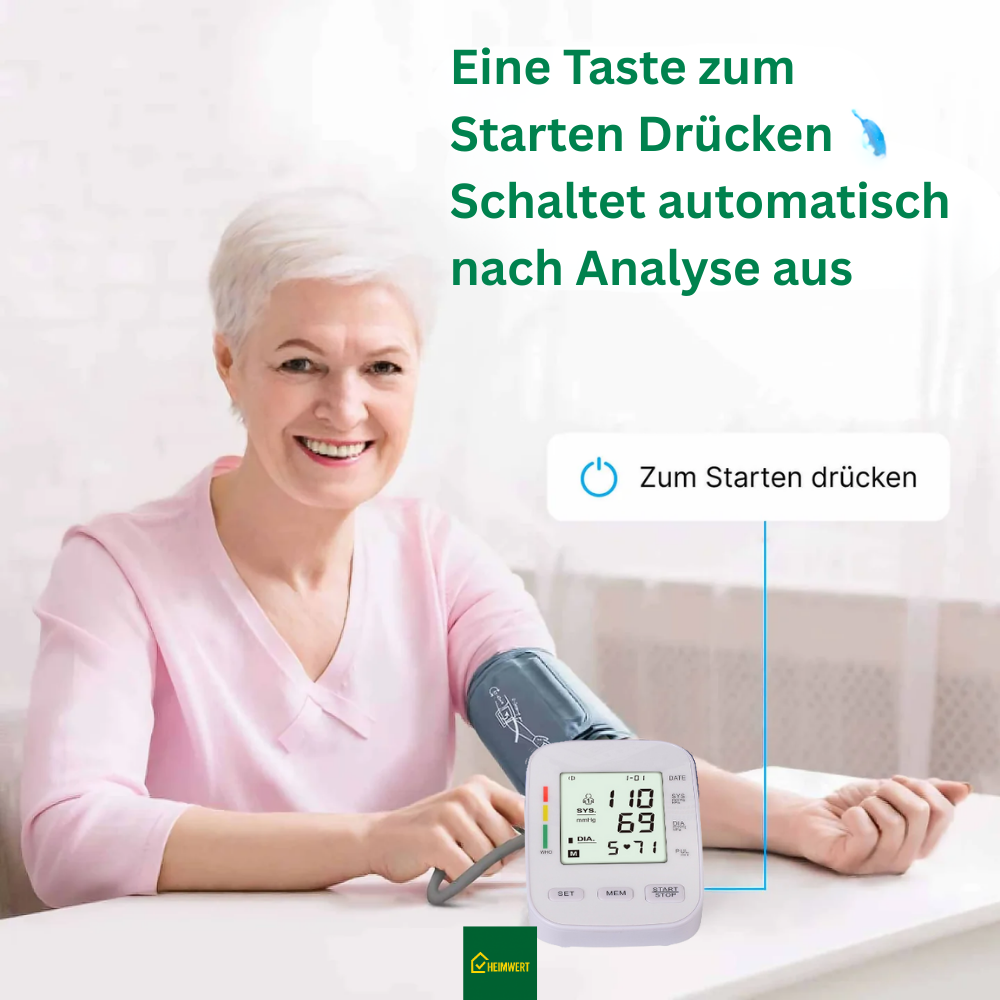 Blutdruckmessgerät mit digitalem Display / Mit komfortabler Manschette und Speicherfunktion
