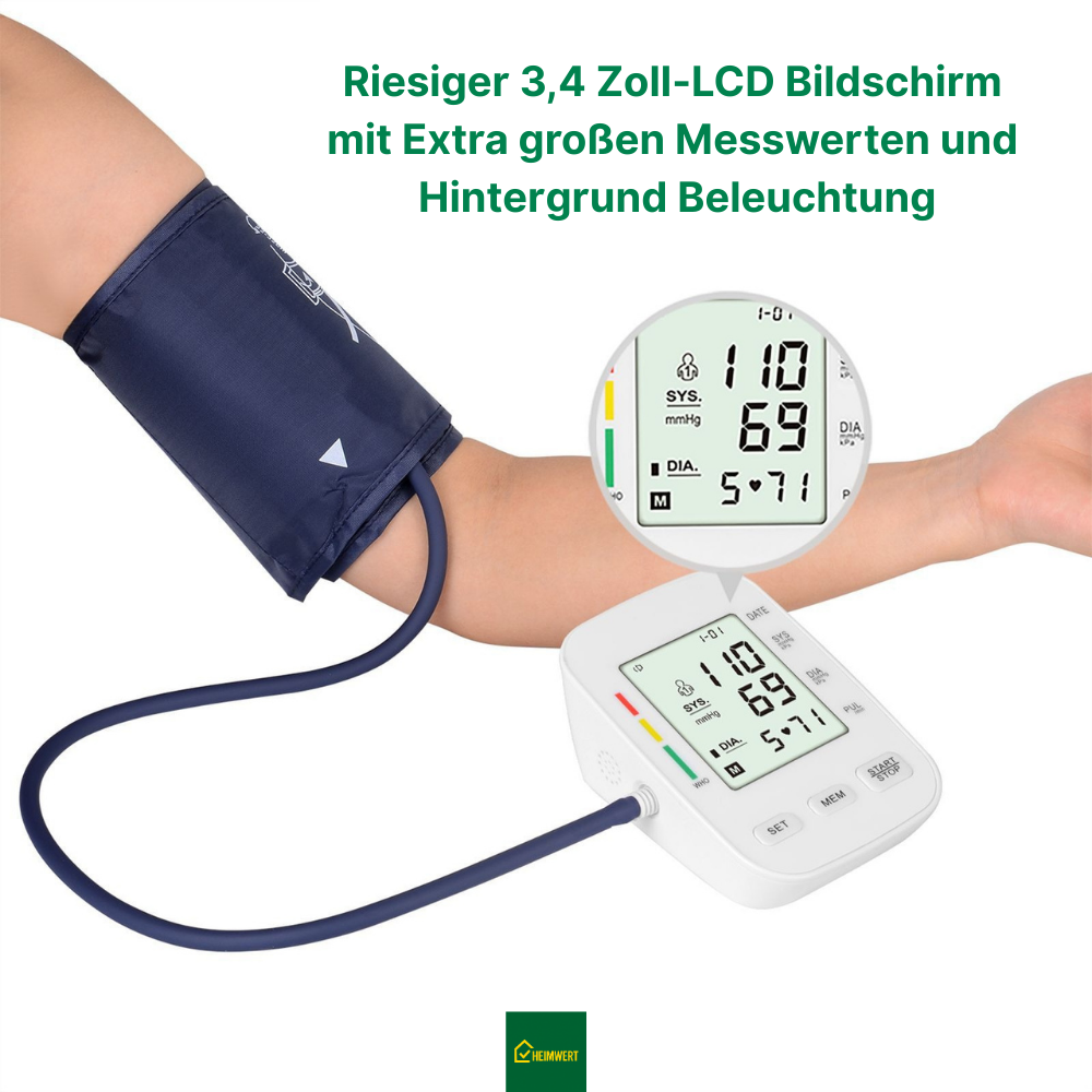 Blutdruckmessgerät mit digitalem Display / Mit komfortabler Manschette und Speicherfunktion